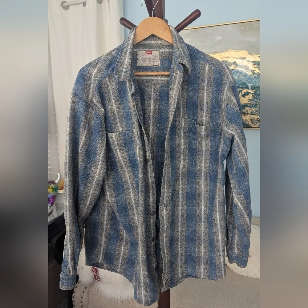 Vintage  Levis  Button Front  Western Y2K Man's Shirt Size L